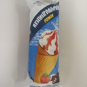 Мороженое Ленинградское сливочное ванильное с клубникой рожок