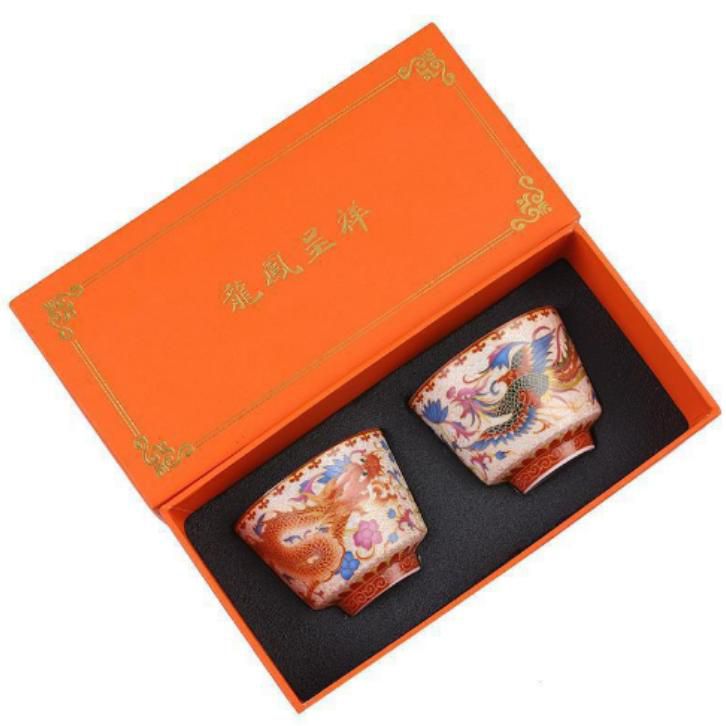 Пиала ном 1 дракон и феникс парная чашка кунг-фу 2 шт по150 мл 