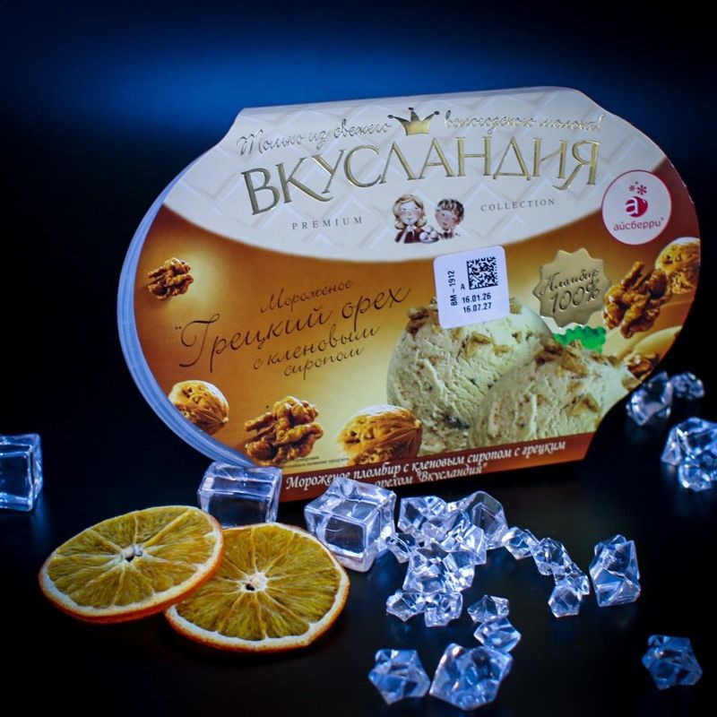 Мороженое Вкусландия с кленовым сиропом и грецким орехом, 450 г 