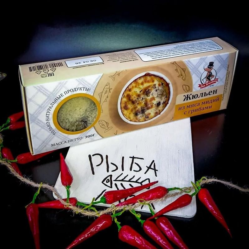 Жюльен из мяса мидий с грибами, 300 гр 