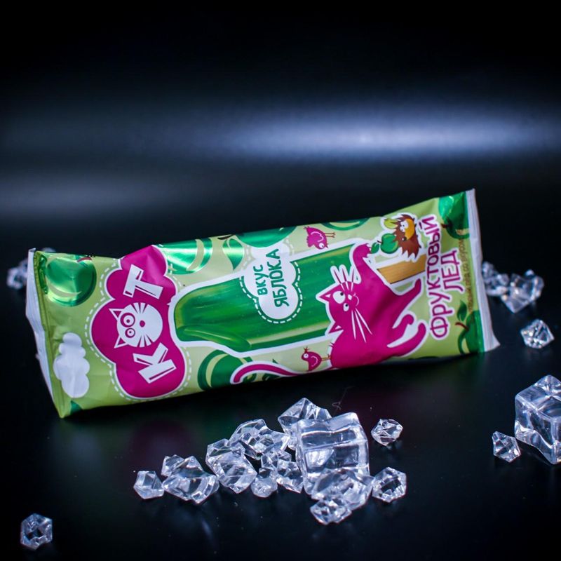 Мороженое Фруктовый лёд КОТ со вкусом яблока 