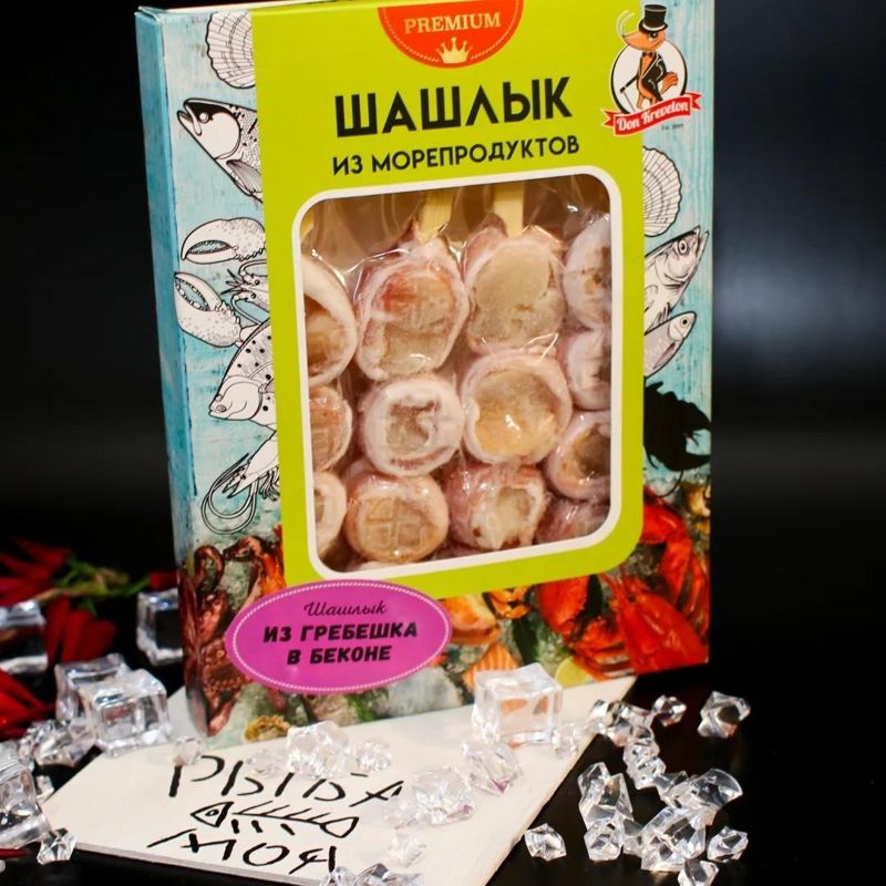 Шашлык из гребешка в беконе, 300 гр 