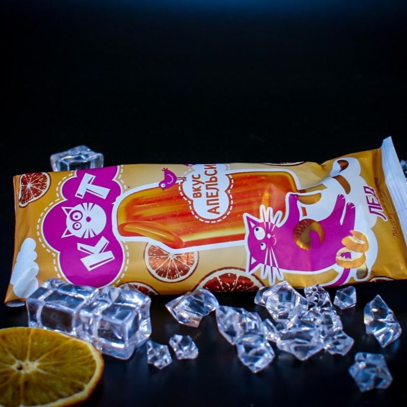 Мороженое Фруктовый лёд КОТ со вкусом апельсина 