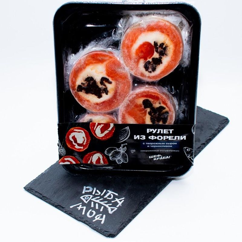 Рулет из форели с творожным сыром и мясом камчатского краба, 450 грамм 