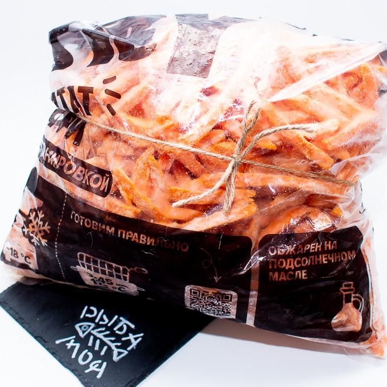 Картофель фри сладкий Батат в панировке 9×9, пакет 2.5 кг 