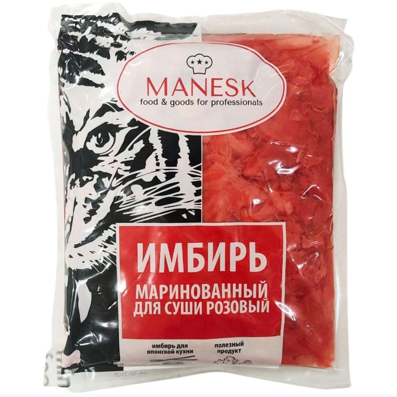 Имбирь маринованный розовый, вес нетто 1 кг (пакет вес 1.4 кг) 