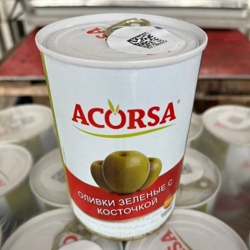 Оливки зелёные с косточкой Acorsa, 410 гр 